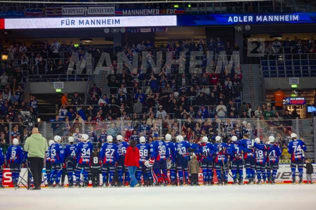 Bilder des Jahres 2024, Sport 11 November Sport Themen der Woche KW48 Sport Bilder des Tages Adler Mannheim vs. Iserlohn Roosters Die Mannschaft der Adler Mannheim jubelt nach dem Sieg am 20. Spieltag der DEL Eishockey Bundesliga zwischen Adler Mannheim und den Iserlohn Roosters in der SAP Arena Mannheim (Photo by Kadir Caliskan) *** Adler Mannheim against Iserlohn Roosters The Adler Mannheim team celebrates after the victory on matchday 20 of the DEL Eishockey Bundesliga between Adler Mannheim and the Iserlohn Roosters at the SAP Arena Mannheim Photo by Kadir Caliskan