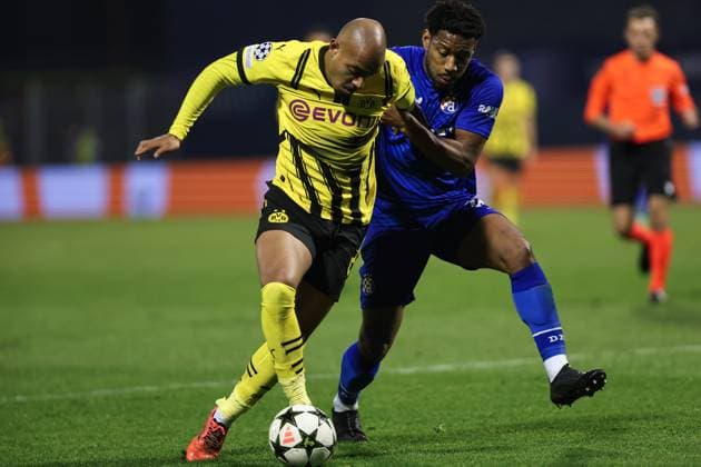 Zagreb, 27.11.2024. - Maksimir Stadium, UEFA CHAMPIONS LEAGUE - 2024 25, League phase, Matchday 5; GNK Dinamo - Borussia Dortmund. Donyell Malen (21) and Ronael Pierre-Gabriel (18) GNK Dinamo - Borussia Dortmund 