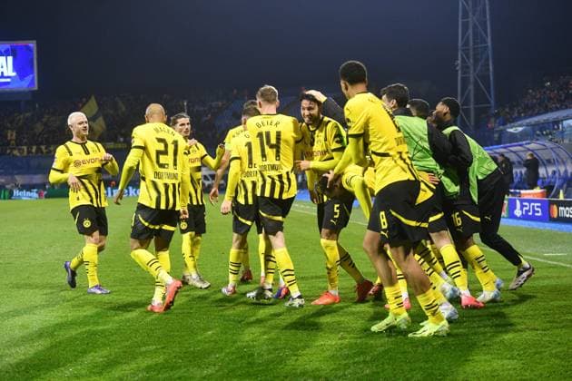 Zagreb, Croatia, 271124. Player Ramy Bensebaini celebrates the goal at the match of the 5th round of the UEFA Champions League, GNK Dinamo - Borussia Dortmund. Photo: Goran Mehkek CROPIX Zagreb Croatia Copyright: xxGoranxMehkekx xCROPIXx gm_dinamo_borussia84-271124