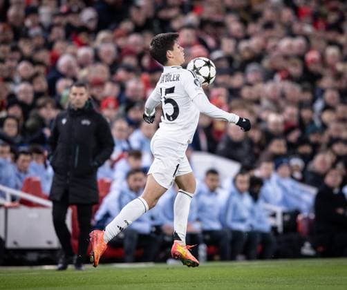Liverpool vs Real Madrid Guler in action during the game against Liverpool valid for Champions League at the Anfield stadium, in Liverpool, today November 27, 2024. Copyright: xx _RR_9981