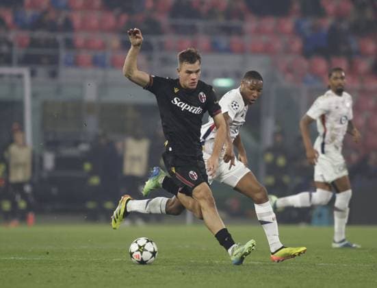 CALCIO - UEFA Champions League - Bologna FC vs LOSC Lille Thijs Dallinga of Bologna FC during the Uefa Champions league 2024 25, , football match between Bologna FC and LOSC Lille on 27 November 2024 at â??â??Renato Dallâ??Araâ??â?? Stadium, Bologna, Italy, Photo Nderim Kaceli Bologna Italy  Copyright: xIPAxSport ABACAx