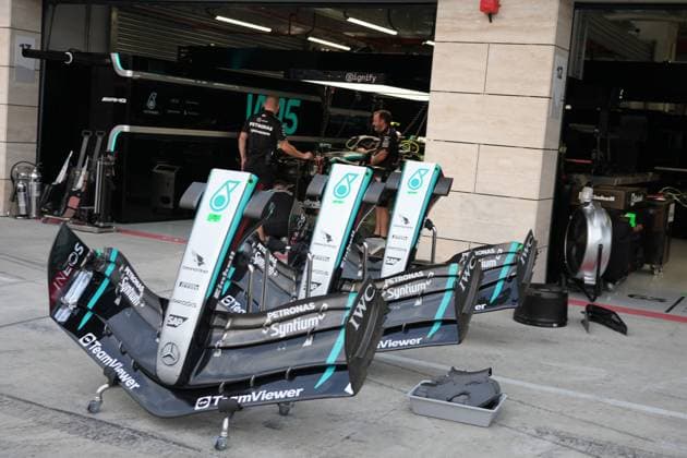 Formula 1 Qatar Airways Qatar Grand Prix 2024 28 11 2024, Losail International Circuit, Doha, Formula 1 Qatar Airways Qatar Grand Prix 2024 ,in the picture front wing of Mercedes nordphotoxGmbHx xBratic nph00250