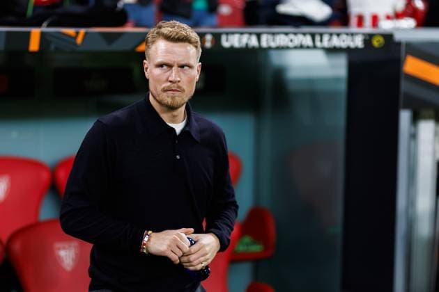 241128 Head coach Oscar Hiljemark of Elfsborg during the Europa League match between Athletic Bilbao and Elfsborg on November 28, 2024 in Bilbao Photo Bildbyran EXT BILDBYRAN kod XY XZ0198 fotboll football soccer fotball uefa europa league europa league athletic bilbao elfsborg bbeng  Copyright: BILDBYRANxEXT BB241128BB717