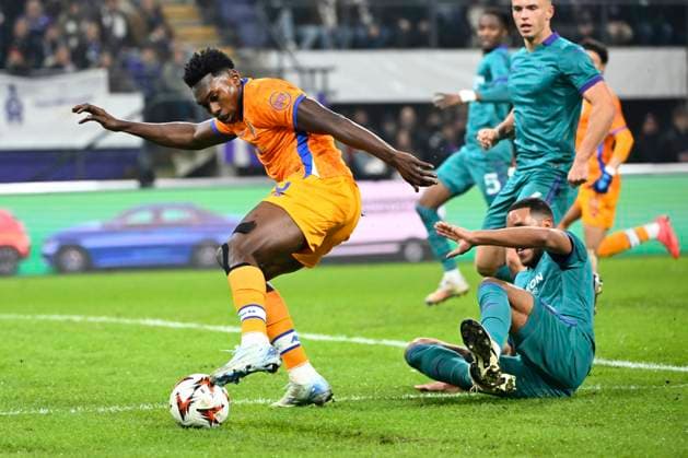 RSC Anderlecht v FC Porto - UEFA Europa League ANDERLECHT, BELGIUM - NOVEMBER 28 : Samu forward of FC Porto during the UEFA Europa League 2024 25 League Phase MD5 match between RSC Anderlecht and FC Porto on November 28, 2024 in Anderlecht, Belgium, 28 11 2024 Anderlecht Belgium  Copyright: xVincentxKalutx