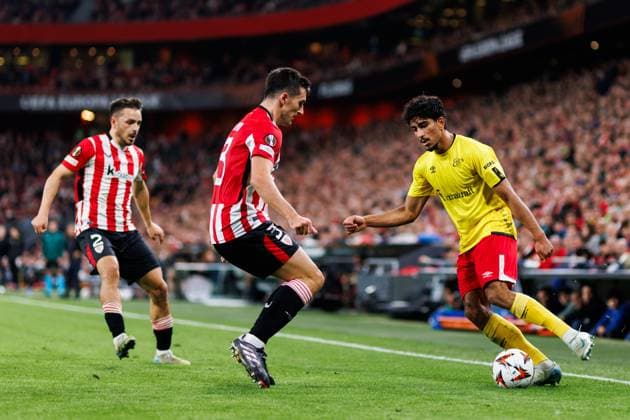 241128 Ahmed Qasem of Elfsborg during the Europa League match between Athletic Bilbao and Elfsborg on November 28, 2024 in Bilbao Photo Bildbyran EXT BILDBYRAN kod XY XZ0198 fotboll football soccer fotball uefa europa league europa league athletic bilbao elfsborg bbeng  Copyright: BILDBYRANxEXT BB241128BB880