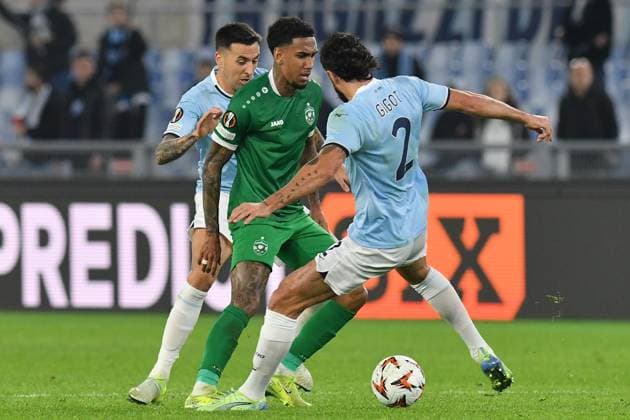 Soccer, Europa League qualifying round , SS Lazio v Ludogorets Matias Vecino of SS Lazio,Deroy Duarte of Ludogorets Razgrad during the Europa League qualifying round - 5th leg match between SS Lazio v Fc Ludogorets at Olympic stadium, Italy, Nov 28th, 2024. Imago-Images Emmefoto Copyright: xImago-Images Emmefotox