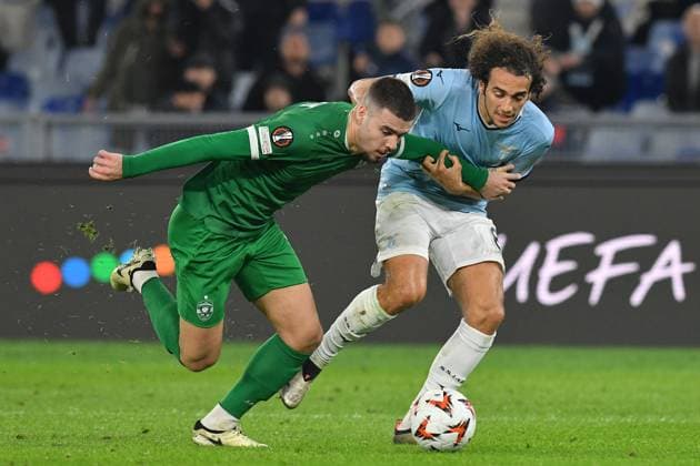 Soccer, Europa League qualifying round , SS Lazio v Ludogorets Edvin Kurtulus of Ludogorets Razgrad,Matteo Guendouzi of SS Lazio during the Europa League qualifying round - 5th leg match between SS Lazio v Fc Ludogorets at Olympic stadium, Italy, Nov 28th, 2024. Imago-Images Emmefoto Copyright: xImago-Images Emmefotox