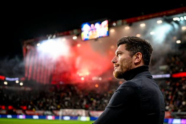 Union SG trainer Sebastien Pocognoli , during the match Twente Union Sint Gillis at the Grolsch Veste for the UEFA Europa League League phase Matchday 5 season 2024 2025 in ENSCHEDE, Netherlands on 28 november 2024, photo by Stefan Koops EYE4images DeFodi Images Defodi 746 202140 Defodi-746