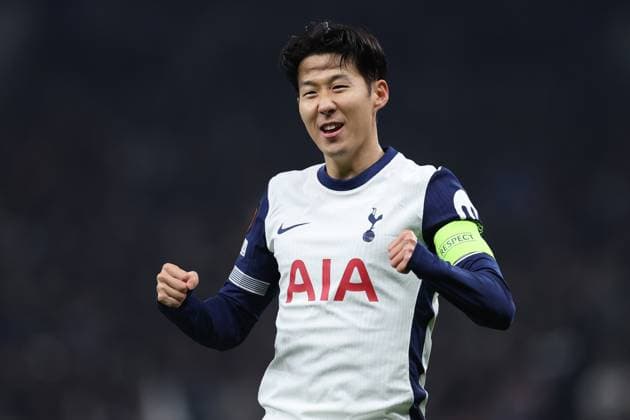 London, England, 28th November 2024. Son Heung-Min of Tottenham Hotspur celebrates after scoring to make it 1-0 during the UEFA Europa League match at the Tottenham Hotspur Stadium, London. Picture credit should read: Paul Terry Sportimage EDITORIAL USE ONLY. No use with unauthorised audio, video, data, fixture lists, club league logos or live services. Online in-match use limited to 120 images, no video emulation. No use in betting, games or single club league player publications. SPI-3488-0007
