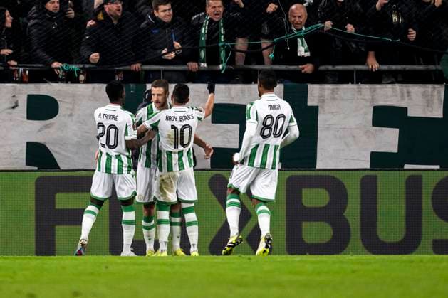 241128 Barnabas Varga of Ferencvaros celebrates the 1 0 goal during the UEFA Europa League football match between Ferencvaros and Malmö FF on November 28, 2024 in Budapest Photo Petter Arvidson BILDBYRAN kod PA PA0935 fotboll football soccer fotball uefa europa league europa league malmö ff Ferencvaros bbeng  Copyright: PETTERxARVIDSON BB241128PA048