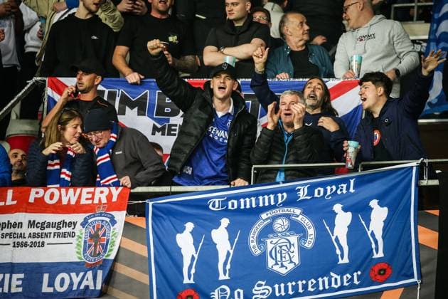 November 28, 2024, Nice, France, France: Supporters of Glasgow Rangers during the UEFA Europa League, League Phase MD5 match between OGC Nice and Rangers FC at Allianz Riviera Stadium on November 28, 2024 in Nice, France. Nice France - ZUMAm308 20241128_zsp_m308_002 Copyright: xMatthieuxMirvillex