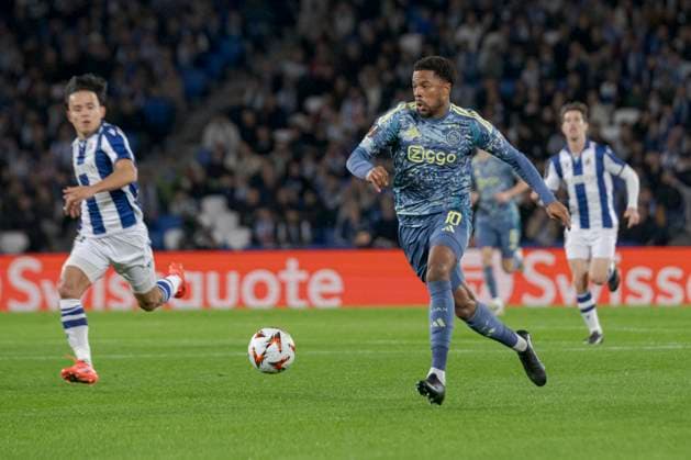 2024 25 UEFA Europa League Chuba Akpom of Ajax in action during the Europa League 2024 25 League Phase match between Real Sociedad and Ajaxt at Reale Arena. Donostia - San Sebastian. (Basque Country) November 28, 2024. (Gari Garaialde Bostok Photo) Donostia Gipuzkoa Spain Editorial Use Only  Copyright: xGarikoitzxGaraialdex xBostokxPhotox Bostok Photo GarixGaraialdex GG2411280004