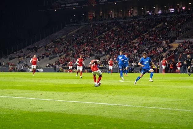 jogo Roger Fernandes do Sporting Clube de Braga a celebrar um golo no jogo SC Braga vs TSG Hoffenein cidade estadio Portugal Copyright: xSmileShutter8x
