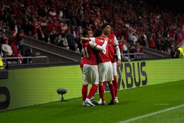 jogo Roger Fernandes do Sporting Clube de Braga a celebrar um golo no jogo SC Braga vs TSG Hoffenein cidade estadio Portugal Copyright: xSmileShutter8x