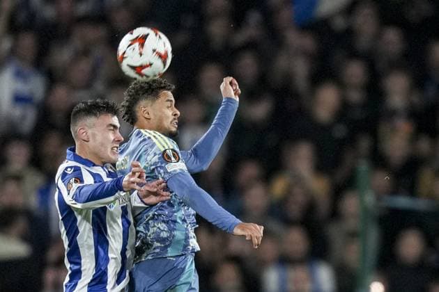 SAN SEBASTIAN, 28-11-2024 , Reale Arena , football, UEFA Europa League, season 2024 2025, Match between Real Sociedad and Ajax , Real Sociedad player Ander Barrenetxea Real Sociedad - Ajax  x26846937x Copyright: