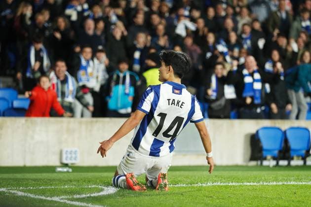 Takefusa Kubo (Sociedad), NOVEMBER 28, 2024 - Football Soccer : Kubo celebrate after his goal during UEFA Europa League League phase match day 5 between Real Sociedad 2-0 AFC Ajax at the Reale Arena in San Sebastian, Spain. Noxthirdxpartyxsales  (274701455)