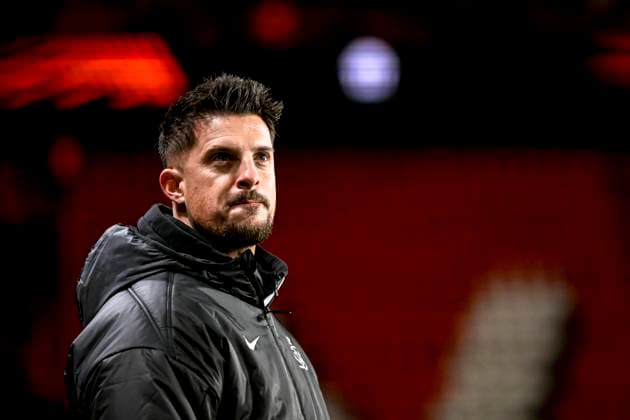 Union SG trainer Sebastien Pocognoli , during the match Twente Union Sint Gillis at the Grolsch Veste for the UEFA Europa League League phase Matchday 5 season 2024 2025 in ENSCHEDE, Netherlands on 28 november 2024, photo by Stefan Koops EYE4images DeFodi Images Defodi 746 202172 Defodi-746