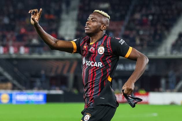 ALKMAAR, 28-11-2024, AFAS Stadium, UEFA Europa League, season 2024 2025. Match between AZ - Galatasaray. Galatasaray player Victor Osimhen reacts after his goal (1-2) is disallowed due to offside (final score 1-1). AZ - Galatasaray  x26846115x Copyright: