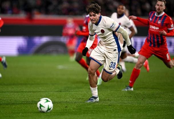 Fussball Conference League Saison 2024 2025 Vorrunde 4. Spieltag 1. FC Heidenheim - FC Chelsea London 28.11.2024 Marc Guiu (FC Chelsea) *** Football Conference League Season 2024 2025 Preliminary Round 4 Matchday 1 FC Heidenheim FC Chelsea London 28 11 2024 Marc Guiu Chelsea FC