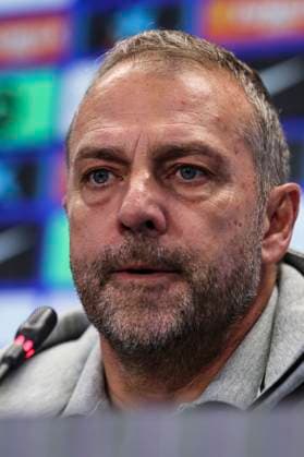 November 29, 2024, Sant Joan Despi, Barcelona, SPAIN: Hansi Flick, head coach of FC Barcelona, Barca attends his press conference, PK, Pressekonferenz during the training day of FC Barcelona ahead the Spanish League, La Liga EA Sports, football match against UD Las Palmas at Ciudad Esportiva Joan Gamper on November 29, 2024 in Sant Joan Despi, Barcelona, Spain. Sant Joan Despi SPAIN - ZUMAa181 20241129_zaa_a181_055 Copyright: xJavierxBorregox