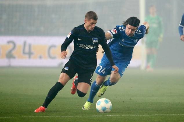 Michael Cuisance, Jean Hugonet duel Match scene Action Sport Football Soccer 2 Bundesliga Men 14 Matchday Season 2024 2025 29 11 2024 1 FC Magdeburg FCM vs Hertha BSC Berlin DFL regulations prohibit any use of photographs as image sequences and or quasi video