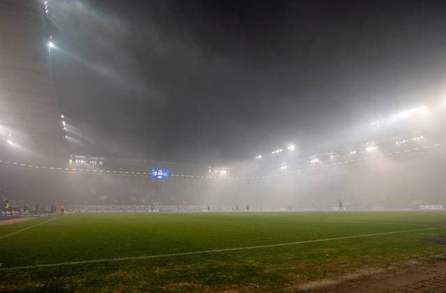 Soccer, Men, Season 2024 2025, 2 Bundesliga 14 Matchday , 1 FC Magdeburg Hertha BSC, Smoke in the stadium, 29 11 2024, Copyright: xSebastianxRäppold MatthiasxKochx