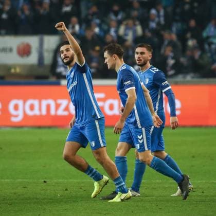 29 11 2024, xgox, Fußball 2 Bundesliga, 1 FC Magdeburg Hertha BSC Berlin emspor, v l Mohammed El Hankouri Magdeburg, 11 Jubel, Torjubel, jubelt ueber das Tor, celebrate the goal, celebration DFL DFB REGULATIONS PROHIBIT ANY USE OF PHOTOGRAPHS as IMAGE SEQUENCES and or QUASI VIDEO Magdeburg