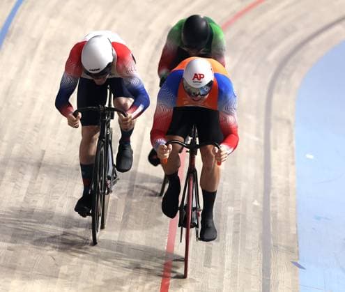 2024-11-29 UCI Track Champions League - Round 2 APELDOORN, NETHERLANDS - NOVEMBER 29: Jeffrey Hoogland of the Netherlands during Round 2 of the UCI Track Champions League at Omnisport on November 29, 2024 in Apeldoorn, Netherlands. (Photo by Peter Lous BSR Agency) Apeldoorn Netherlands Content not available for redistribution in The Netherlands directly or indirectly through any third parties. Copyright: xBSRxAgencyx