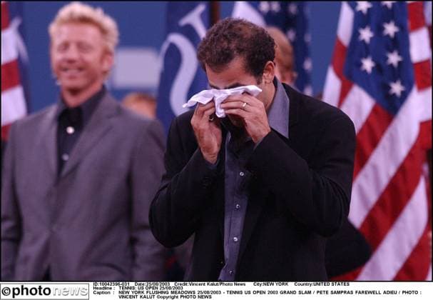 TENNIS: US OPEN 25 08 2003 NEW YORK FLUSHING MEADOWS 25 08 2003 - TENNIS US OPEN 2003 GRAND SLAM PETE SAMPRAS FAREWELL ADIEU PHOTO : VINCENT KALUT opyright PHOTO NEWS NEW YORK UNITED STATES  Copyright: xVincentxKalutx 10042396-031