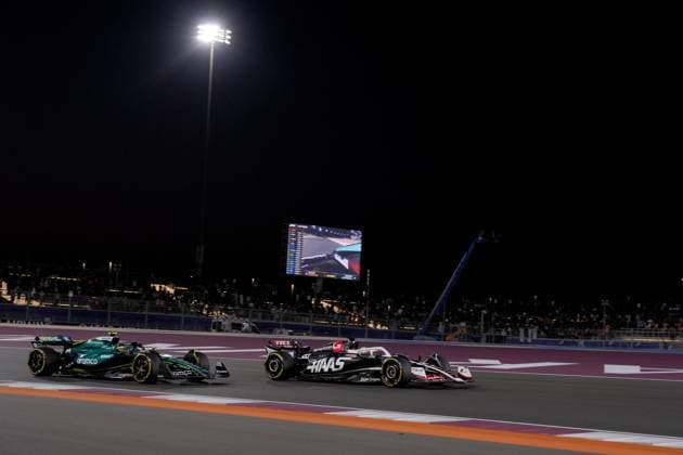 30 11 2024, Losail International Circuit, Doha, Formula 1 Qatar Airways Qatar Grand Prix 2024 ,in the picture Kevin Magnussen DNK , MoneyGram Haas F1 Team, Fernando Alonso ESP , Aston Martin Aramco Cognizant Formula One Team Photo by Hasan Bratic DeFodi Images Defodi 506 20241130 hbr 1601 Defodi-506