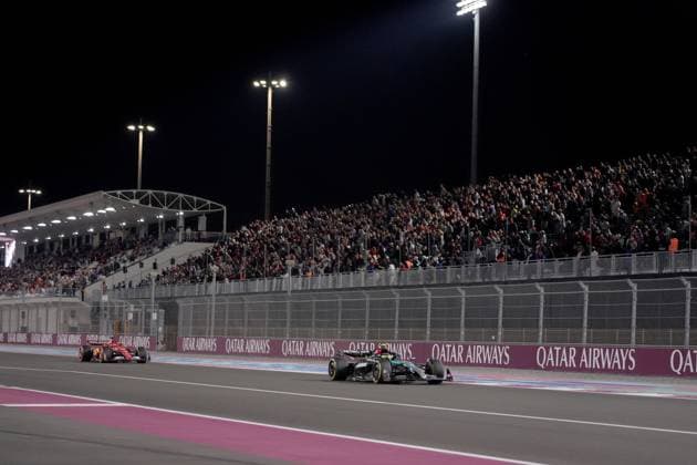 30 11 2024, Losail International Circuit, Doha, Formula 1 Qatar Airways Qatar Grand Prix 2024 ,in the picture Lewis Hamilton GBR , Mercedes AMG Petronas Formula One Team, Charles Leclerc MCO , Scuderia Ferrari HP Photo by Hasan Bratic DeFodi Images Defodi 506 20241130 hbr 1992 Defodi-506