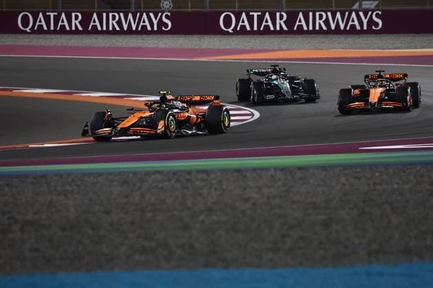 F1 Grand Prix Of Qatar 2024 Sprint Lando Norris, Oscar Piastri of McLaren and George Russell of Mercedes during Sprint ahead of the Formula 1 Grand Prix of Qatar at Lusail International Circuit in Lusail, Qatar on November 30, 2024. Lusail Qatar  Copyright: xJakubxPorzyckix originalFilename:porzycki-f1grandp241130_npn7i.jpg
