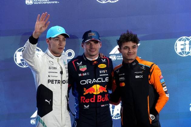 Formula 1 Qatar Airways Qatar Grand Prix 2024 30 11 2024, Losail International Circuit, Doha, Formula 1 Qatar Airways Qatar Grand Prix 2024 ,in the picture pole position for Max Verstappen NLD , Oracle Red Bull Racing, 2 grid position for George Russell GBR , Mercedes AMG Petronas Formula One Team, 3 grid position for Lando Norris GBR , McLaren F1 Team nordphotoxGmbHx xBratic nph00250