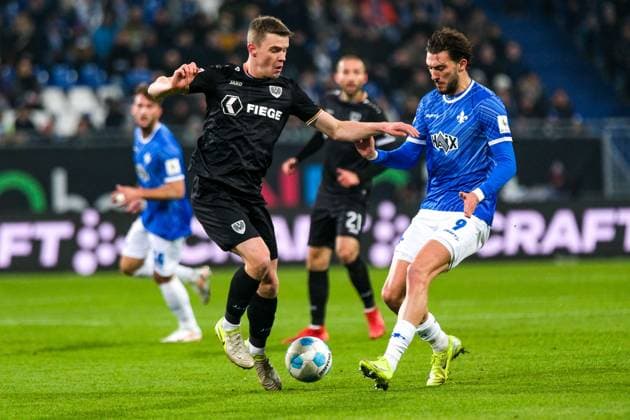 Jano ter Horst Preußen Muenster, 27 in duel with Fraser Hornby SV Darmstadt 98, 09 , GER, SV Darmstadt 98 vs Preußen Muenster, Football, 2 Bundesliga, Matchday 14, Season 2024 2025, 30 11 2024 DFL REGULATIONS PROHIBIT ANY USE OF PHOTOGRAPHS as IMAGE SEQUENCES and or QUASI VIDEO GER, SV Darmstadt 98 vs Preußen Muenster, Football, 2 Bundesliga, Matchday 14, Season 2024 2025, 30 11 2024 Darmstadt Copyright: xEibner-Pressefoto FlorianxWieganx EP_FWD