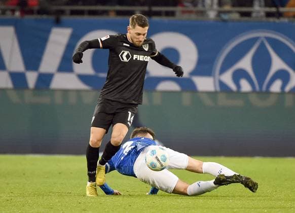 30 11 2024, xhbx, Soccer 2 Bundesliga, SV Darmstadt 98 Preussen Münster emspor, v l Charalambos Makridis Preußen Münster , Segio Lopez SV Darmstadt 98 DFL DFB REGULATIONS PROHIBIT ANY USE OF PHOTOGRAPHS as IMAGE SEQUENCES and or QUASI VIDEO Darmstadt