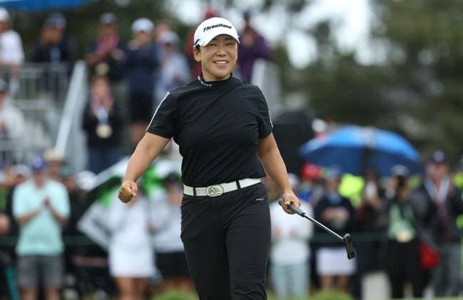 GOLF AUSTRALIAN OPEN, Jiyai Shin of Korea reacts on the 18th after winning the Women?s Australian Open at Kingston Heath Golf Club in Melbourne, Sunday, December 1, 2024. ( NO ARCHIVING, EDITORIAL USE ONLY, NO USE IN BOOKS WITHOUT CONSENT MELBOURNE VICTORIA AUSTRALIA  Copyright: xCONxCHRONISx 20241201135769100565