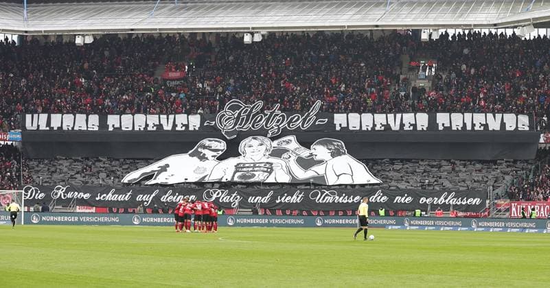 01 12 2024 Soccer season 2024 2025 2 Soccer Bundesliga 14 Matchday 1 FC Nürnberg FCN Club Fortuna Düsseldorf 1895 F95 Sportfoto Zink DaMa xdaxmax DFL regulations prohibit any use of photographs as image sequences and or quasi video only for editorial use Choreography of Clubfan Clubfans FCN Fans Fans for a deceased fan