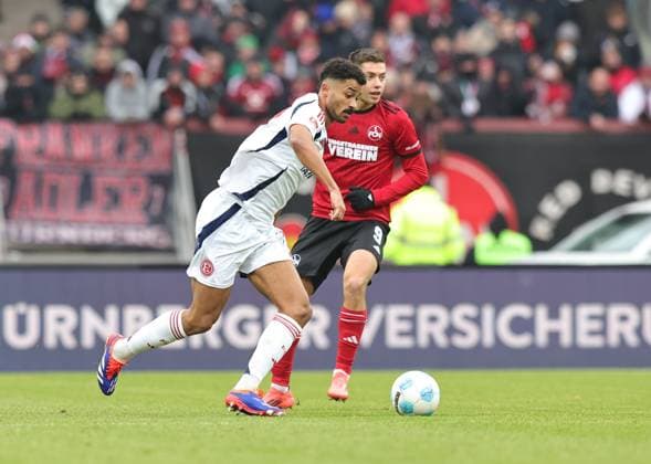 01 12 2024 Soccer season 2024 2025 2 Soccer Bundesliga 14 Matchday 1 FC Nürnberg FCN Club Fortuna Düsseldorf 1895 F95 Sportfoto Zink DaMa xdaxmax DFL regulations prohibit any use of photographs as image sequences and or quasi video only for editorial use Emmanuel Iyoha 19, Fortuna Düsseldorf F95 Stefanos Tzimas 9, 1 FC Nürnberg FCN
