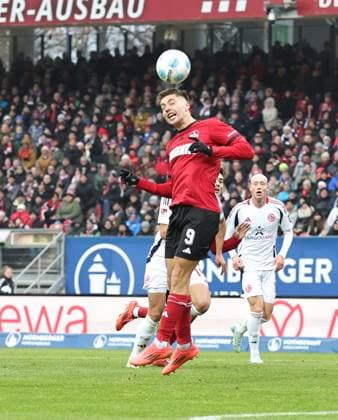 01 12 2024 Soccer season 2024 2025 2 Soccer Bundesliga 14 Matchday 1 FC Nürnberg FCN Club Fortuna Düsseldorf 1895 F95 Sportfoto Zink DaMa xdaxmax DFL regulations prohibit any use of photographs as image sequences and or quasi video only for editorial use Stefanos Tzimas 9, 1 FC Nürnberg FCN with header