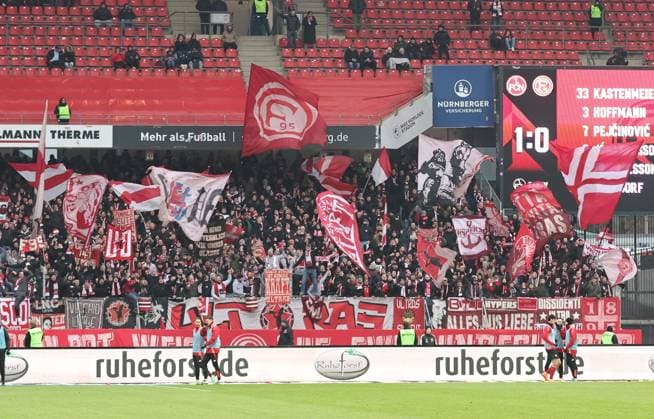 01 12 2024 Soccer Season 2024 2025 2 Soccer Bundesliga 14 Matchday 1 FC Nürnberg FCN Club Fortuna Düsseldorf 1895 F95 Sportfoto Zink DaMa xdaxmax DFL regulations prohibit any use of photographs as image sequences and or quasi video only for editorial use spectators audience fans of Fortuna Düsseldorf in the guest block