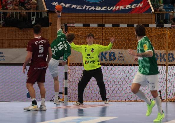 GER HBL Season 2024 2025 VfL Potsdam vs FÜCHSE Berlin, 01 12 24, MBS Arena, Potsdam Josip SIMIC 1 VfL Potsdam 5 , Mathias GIDSEL Füchse Berlin 19 , Frederik HÖLER 1 VfL Potsdam 1 , Manuel STRLEK Füchse Berlin 7