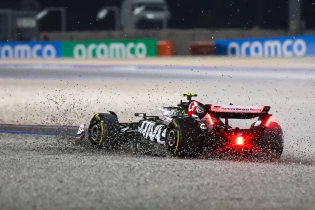 (241202) -- LUSAIL, Dec. 2, 2024 -- Haas s German driver Nico Hulkenberg s car sticks in the gravel area during the race of the Qatar F1 Grand Prix at Lusail International Circuit in Lusail, Qatar, Dec. 1, 2024. (Photo by Xinhua) (SP)QATAR-LUSAIL-F1-GRAND PRIX SongxHaiyuan 