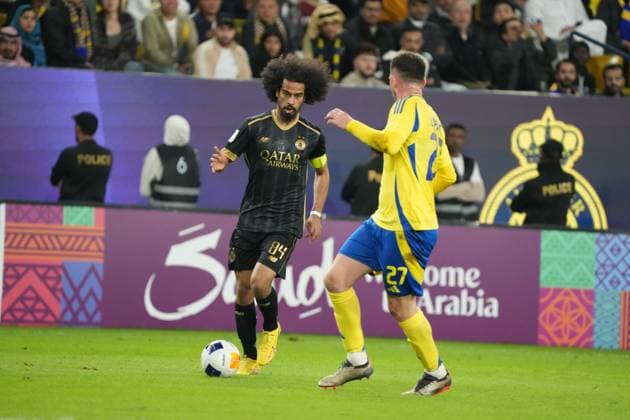 Al Nassr vs Al Sadd, AFC Elite Champions League RIYADH, SAUDI ARABIA - December 2: Akram Afif -- AFC Elite Champions League match between Al Nassr (Saudi Arabia) vs Al Sadd (Qatar) at the King Saud University Stadium- Riyadh, on December 2, 2024 in Saudi Arabia (Photo by Samuello)