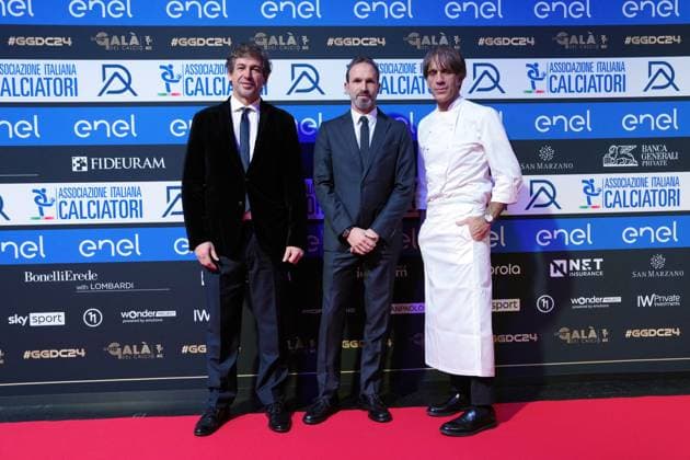 Demetrio Albertini, Umberto Calcagno, Davide Oldani attends at AIC Soccer Gala and awards ceremony, Milan, December 02 , 2024  Copyright: xGianxMattiaxD Albertox LaPressex