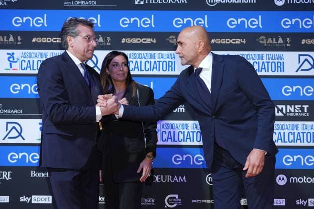Cristiano Giuntoli, Luciano Spalletti attends at AIC Soccer Gala and awards ceremony, Milan, December 02 , 2024  Copyright: xGianxMattiaxD Albertox LaPressex