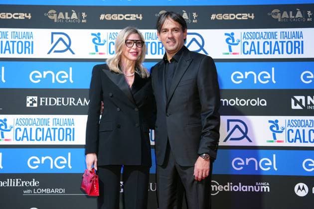 Simone Inzaghi and wife attends at AIC Soccer Gala and awards ceremony, Milan, December 02 , 2024  Copyright: xGianxMattiaxD Albertox LaPressex