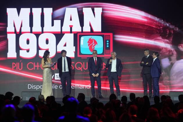 Milan FC, D. Albertini, M.Tassotti, R. Donadoni, B. Costacurta, legend team at AIC Soccer Gala and awards ceremony, Milan, December 02 , 2024  Copyright: xGianxMattiaxD Albertox LaPressex