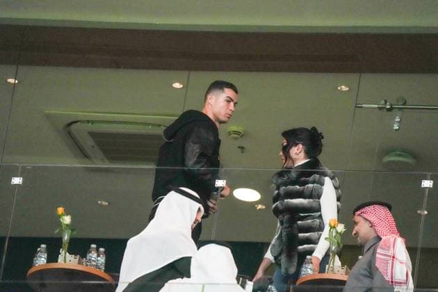 Al Nassr vs Al Sadd, AFC Elite Champions League RIYADH, SAUDI ARABIA - December 2: Pictured - Cristiano Ronaldo and Girlfriend -- AFC Elite Champions League match between Al Nassr (Saudi Arabia) vs Al Sadd (Qatar) at the King Saud University Stadium- Riyadh, on December 2, 2024 in Saudi Arabia (Photo by Samuello)