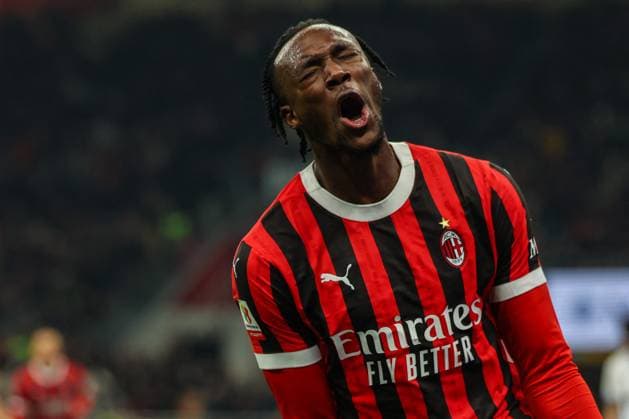 Sport Themen der Woche KW 49 Sport Bilder des Tages CALCIO - Coppa Italia - AC Milan vs US Sassuolo Tammy Abraham of AC Milan celebrates after scoring a goal during Coppa Italia 2024 25 football match between AC Milan and US Sassuolo at San Siro Stadium Milan Italy  Copyright: xIPAxSport ABACAx