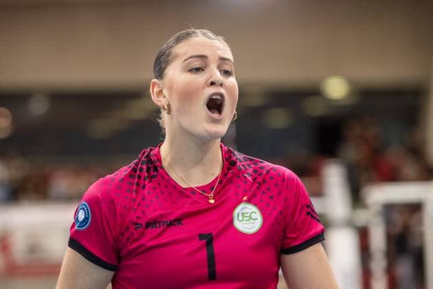 Pippa Molenaar USC Muenster, 01 GER, Allianz MTV Stuttgart vs USC Muenster, Volleyball Bundesliga, VBL, Season 2024 2025, 04 12 2024 GER, Allianz MTV Stuttgart vs USC Muenster, Volleyball Bundesliga, VBL, Season 2024 2025, 04 12 2024 Stuttgart Copyright: xSandyxDinkelackerx EP_SDR